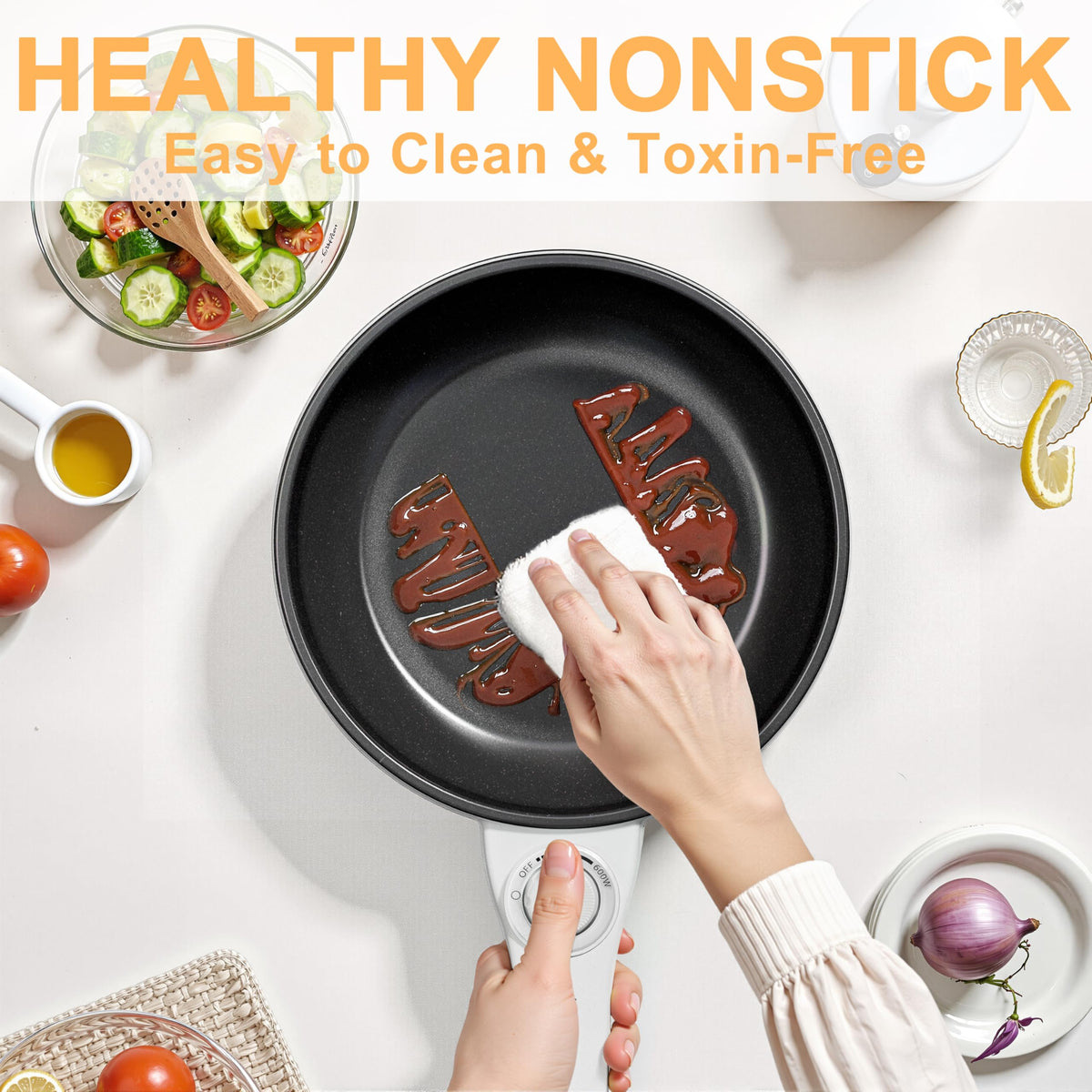 DEZIN control knob showing adjustable heat for versatile cooking.