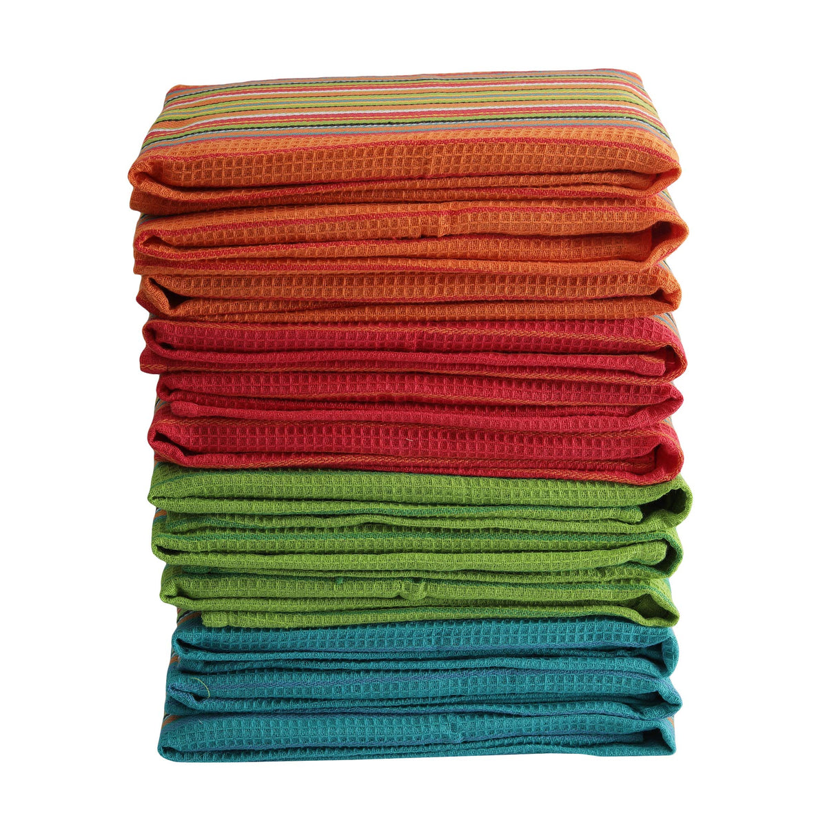 DG Collections Salsa Stripe towel in kitchen use for quick cleanups and drying.