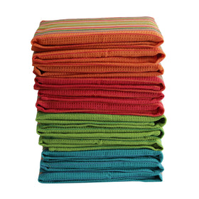 DG Collections Salsa Stripe towel in kitchen use for quick cleanups and drying.