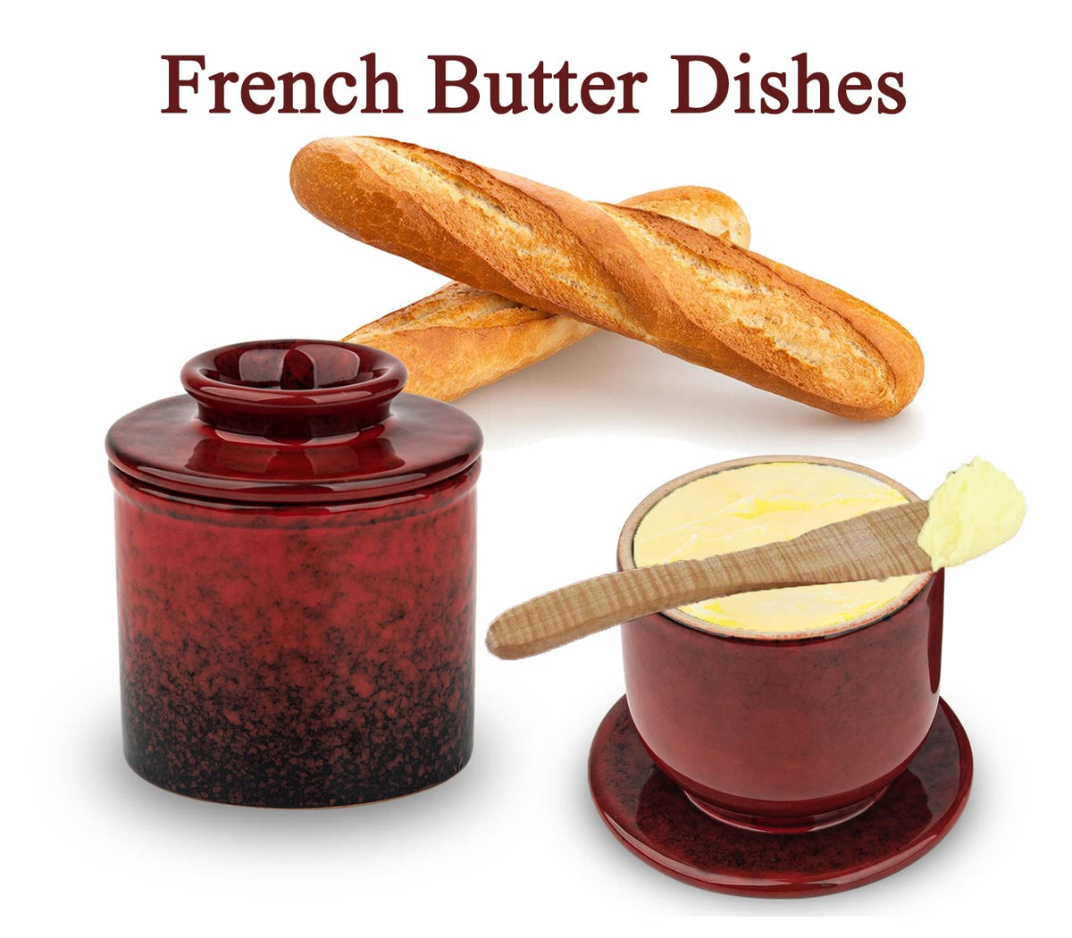 dgudgu butter crock on kitchen counter, durable ceramic design.