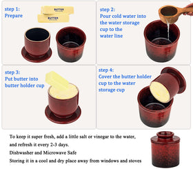 dgudgu red butter crock adds stylish function to countertop.