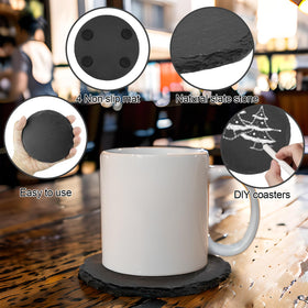 Dhfsleo round 4-inch slate coaster provides stable protection for hot and cold drinks.