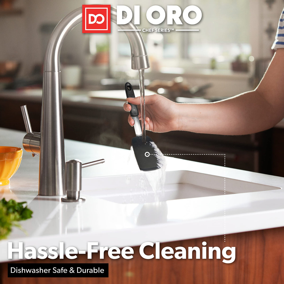 DI ORO Living spatula in dishwasher with easy cleaning design.
