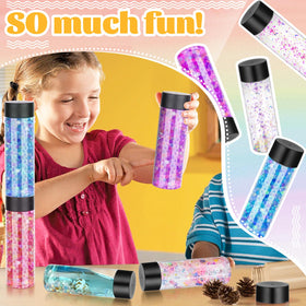 DI QIU REN sensory bottle held by child demonstrates easy-grip design.