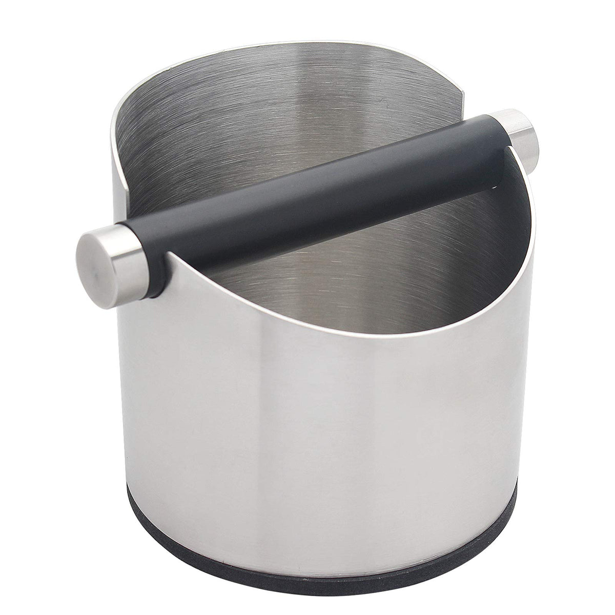 DIBTSA Espresso Knock Box showing stainless steel body for durability and easy cleaning.
