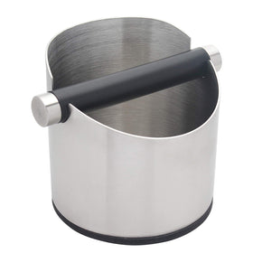DIBTSA Espresso Knock Box showing stainless steel body for durability and easy cleaning.