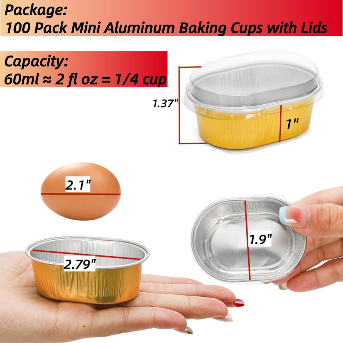 Dicunoy 2oz cups shown for baking and serving.