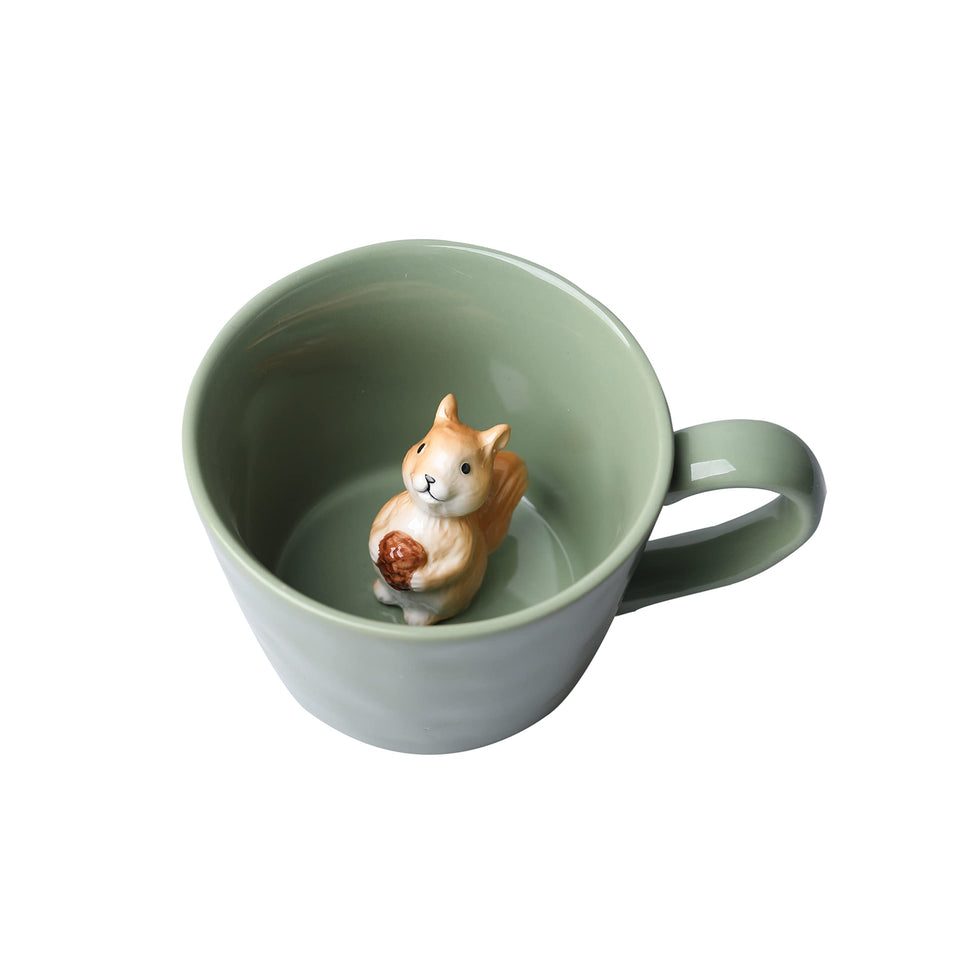 DIHOclub Squirrel mug with hidden 3D inside, a playful touch for coffee or tea