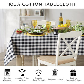 DII checkered tablecloth care-friendly design, machine wash gentle cycle.
