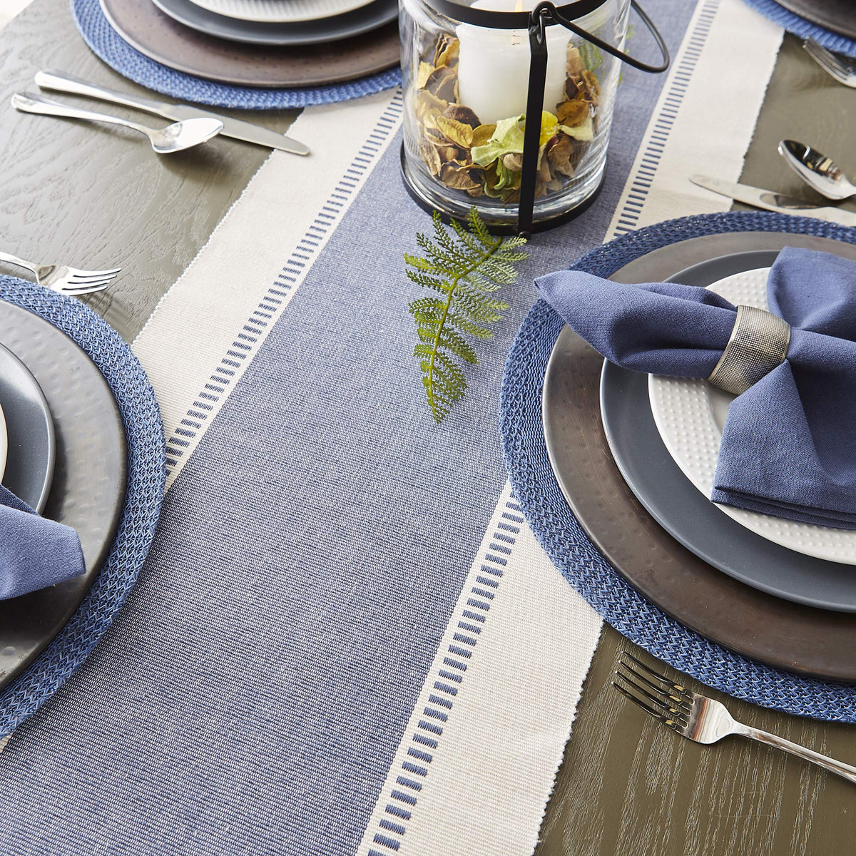 DII Dobby Stripe color options coordinate with tableware