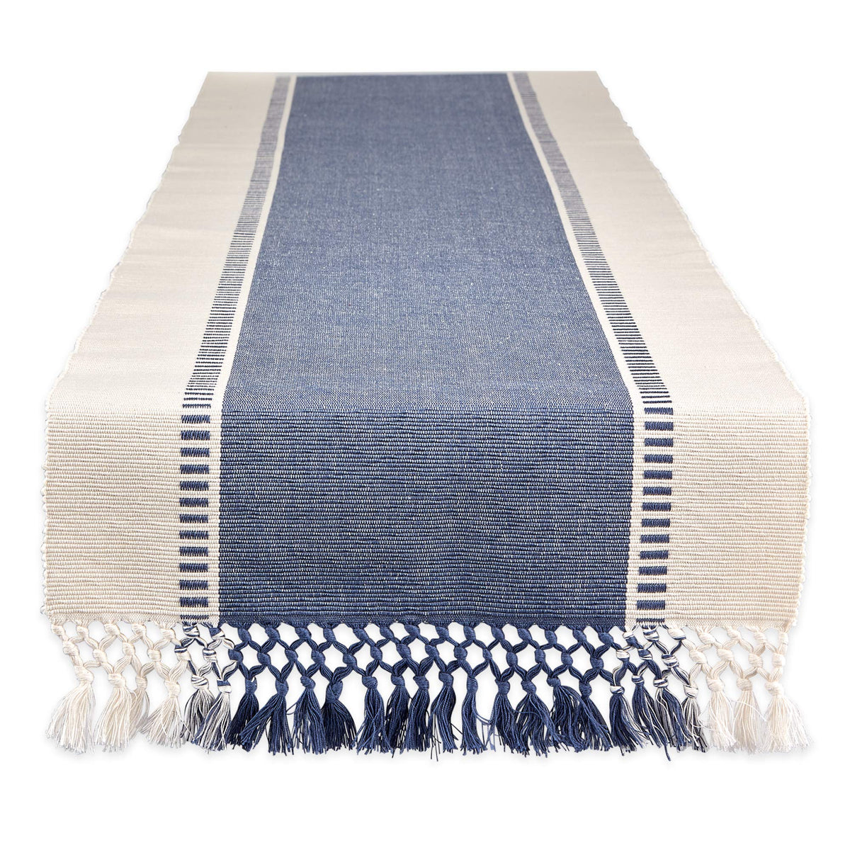 DII Dobby Stripe Table Runner front view enhances dining setup with textured elegance
