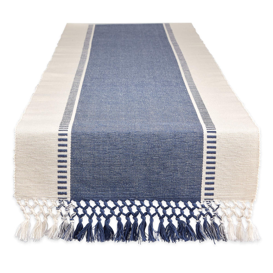 DII Dobby Stripe Table Runner front view enhances dining setup with textured elegance