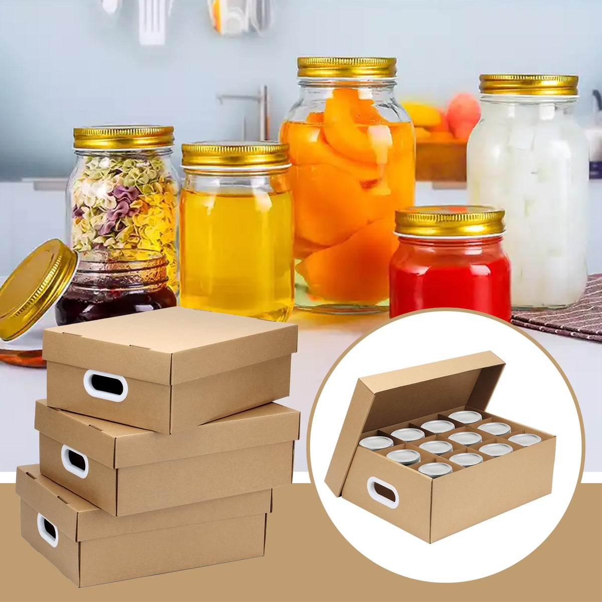 DIICCYO wide-mouth 16oz jar box protects jars during storage.