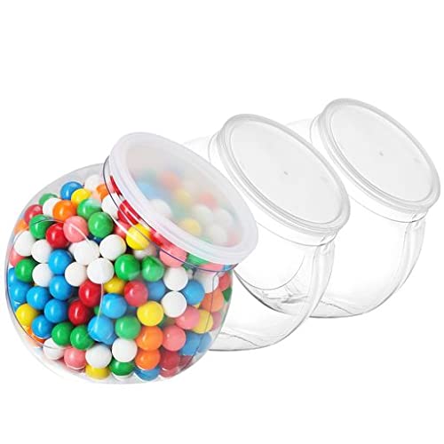 DilaBee 3-pack clear round candy jar with lids for easy access.