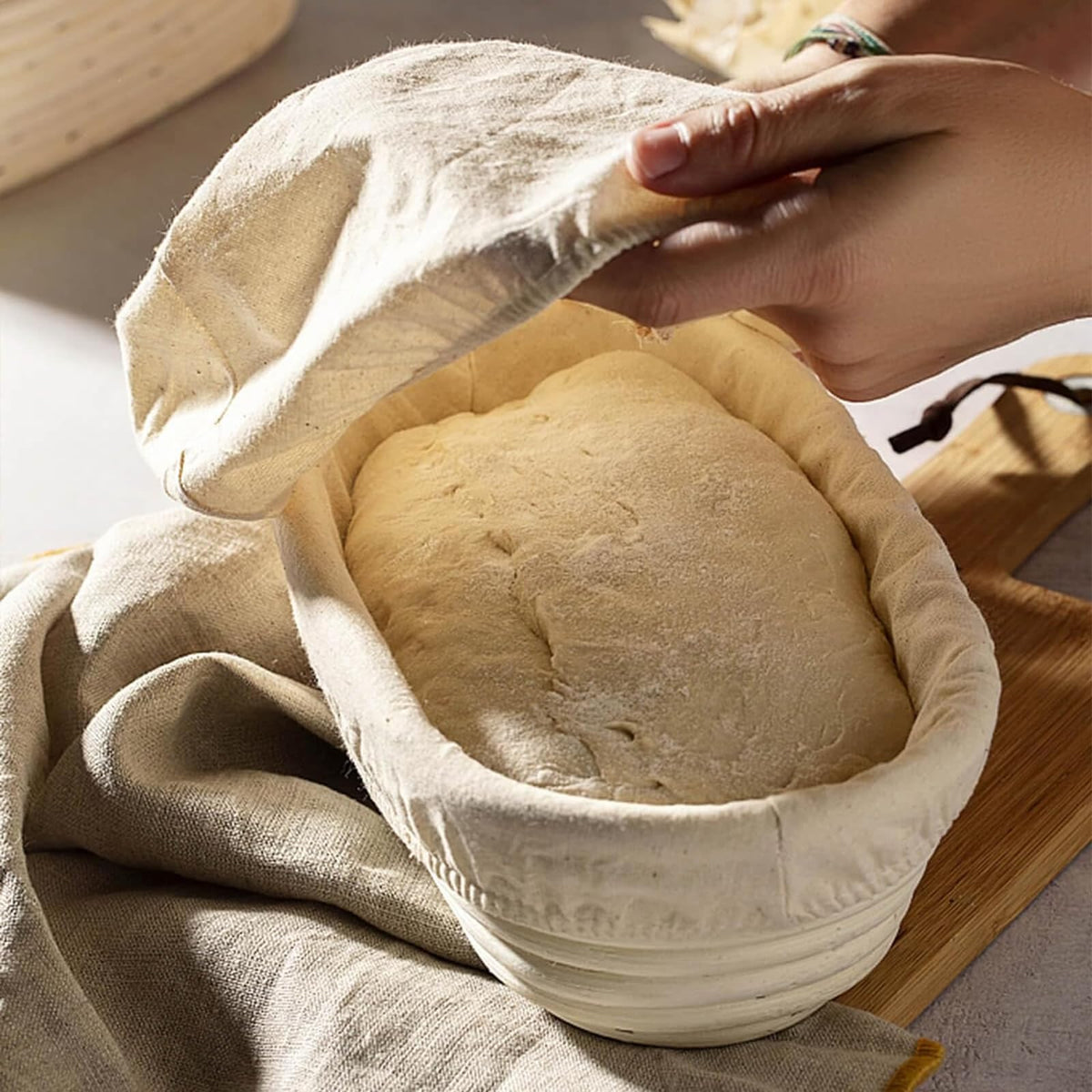 Dimpola natural rattan texture supports artisan bread texture during proofing