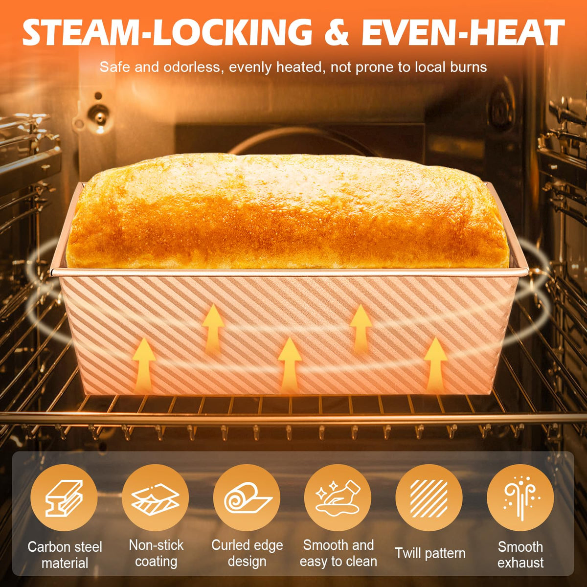 Dipanist bread pan carbon steel non-stick coating aids easy release.