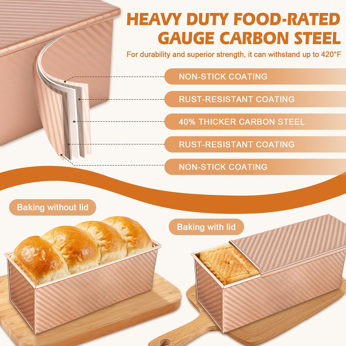 Dipanist loaf pan non-stick coating for easy release and quick cleanup.