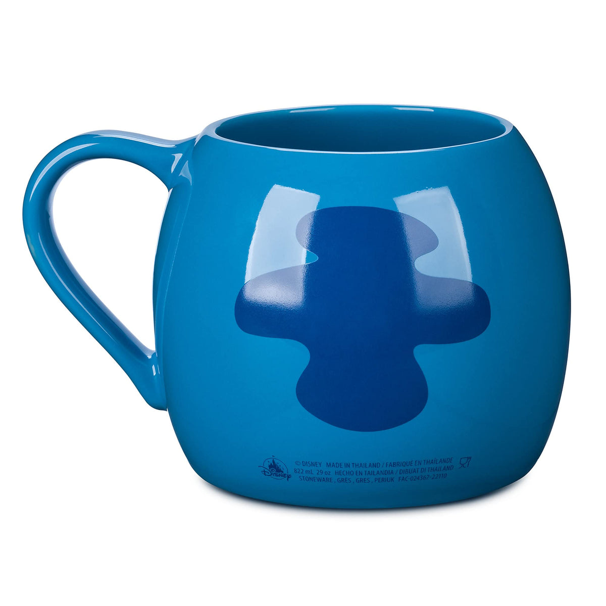 Disney Store Stitch mug with sculpted bamboo handle offers comfortable grip and daily use.