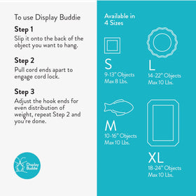 Display Buddie marine-grade cord with tension lock enables easy height adjustment