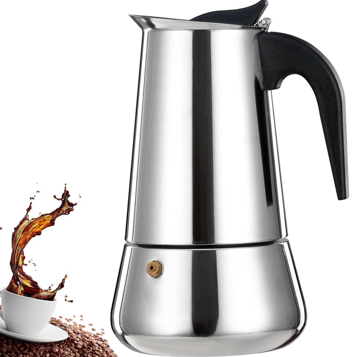 DITOSH 6 Cup moka pot front view for classic espresso brewing