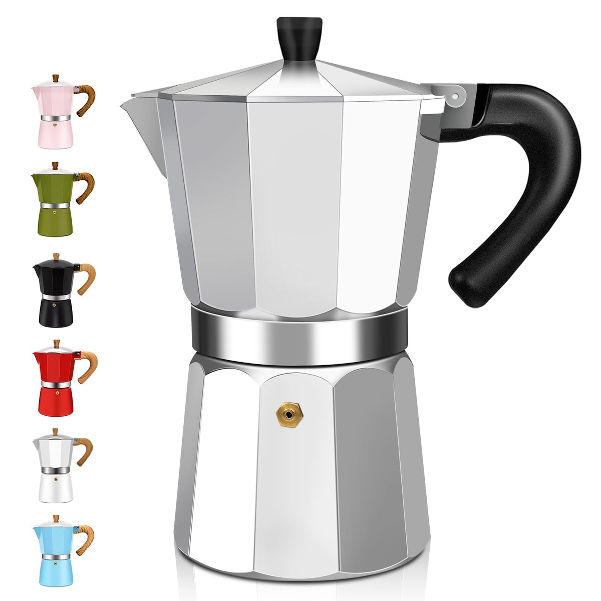 DITOSH moka pot 6-cup aluminum body brews rich espresso at home