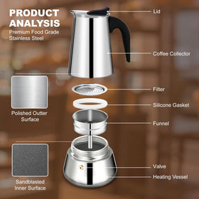 DITOSH moka pot safety valve provides reliable pressure control during brewing.