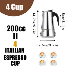 DITOSH stainless steel moka pot interior; non aluminum frosted coating for durability.