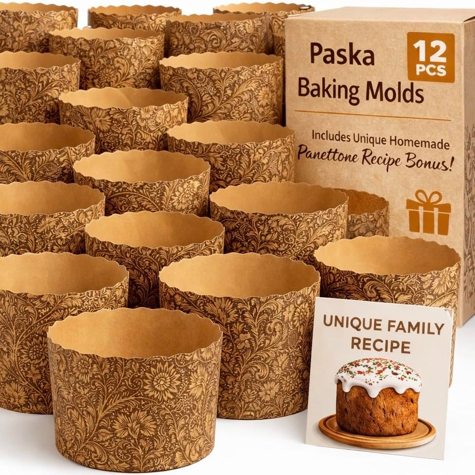 DIVELUX kulich and panettone molds 12-pack for easy release and uniform baking.