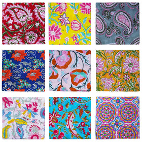 DIYANA IMPEX napkin hand block print, unique pattern variation for everyday dining