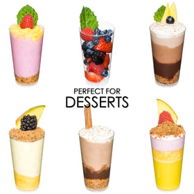 DLux dessert cups ideal for birthdays, weddings, and tastings.