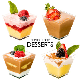 DLux 2oz cups perfect for bite-sized desserts and tastings