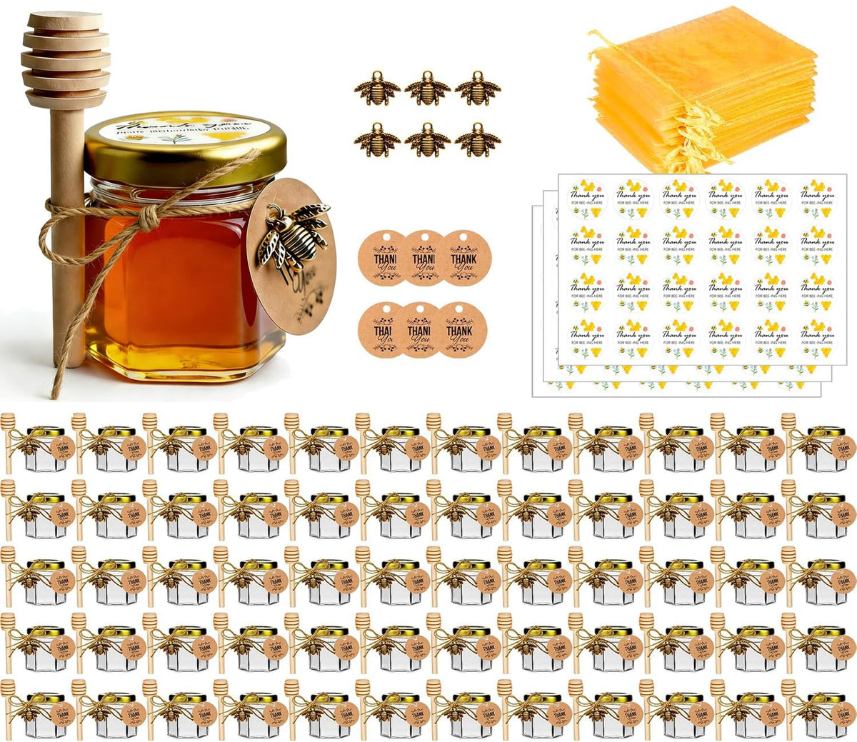 DnayDkiy glass honey jar with dipper for elegant baby shower favors