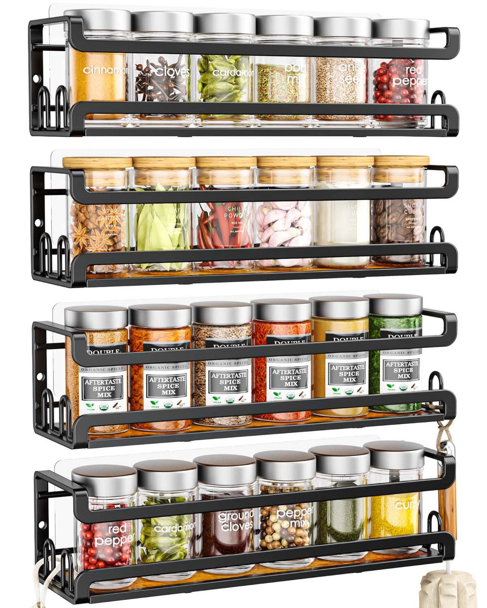 Doakhirmit 4-pack mounted on a cabinet door showing 16 hooks for easy access