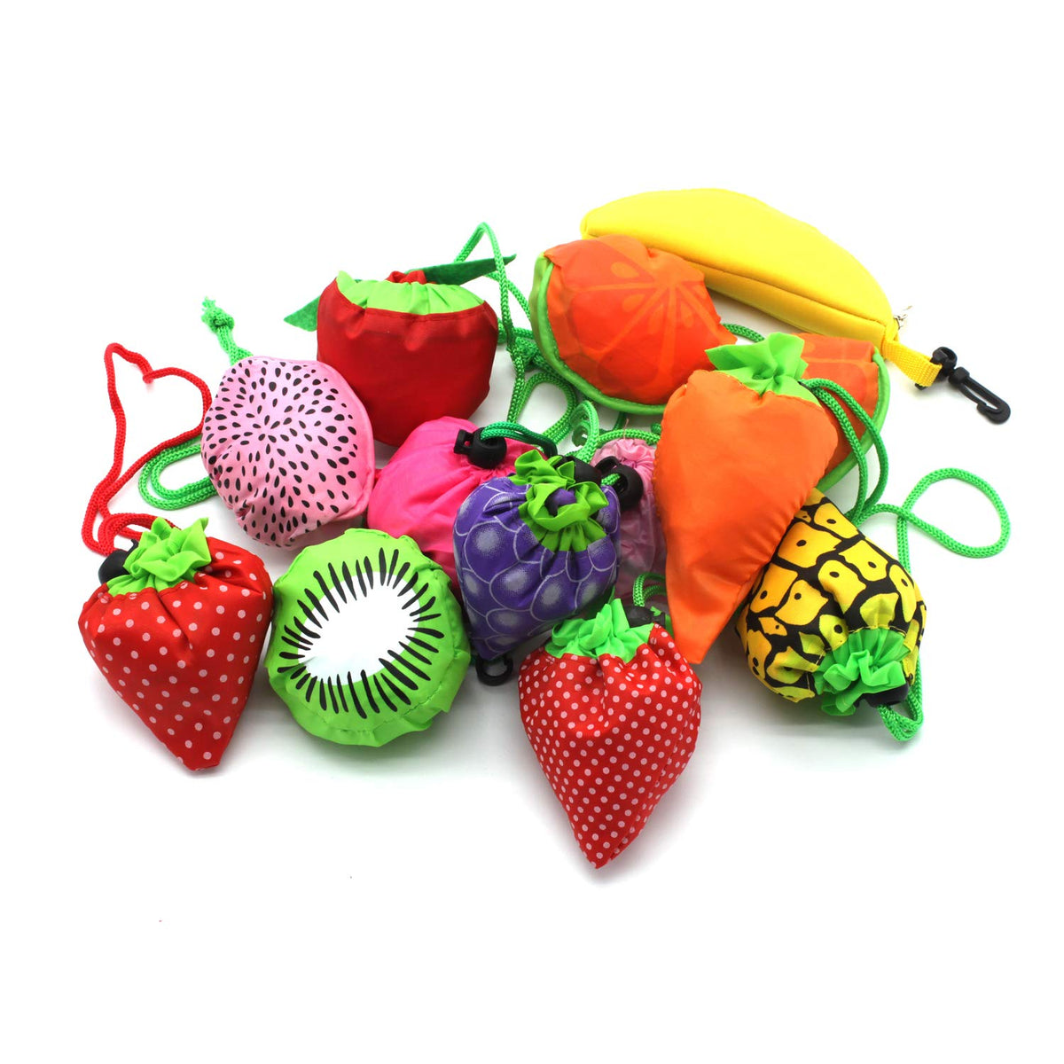 Dodkes fruit-shaped foldable bag ready for groceries and travel.