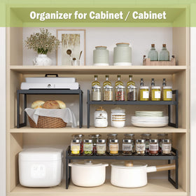 DOLALIKE expandable countertop organizer stacked configuration for tall bottles