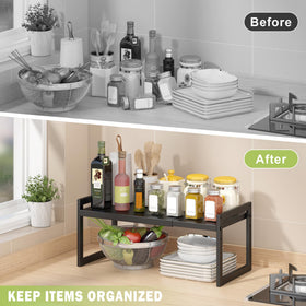 DOLALIKE spice rack pantry storage on a shelf helps declutter spices