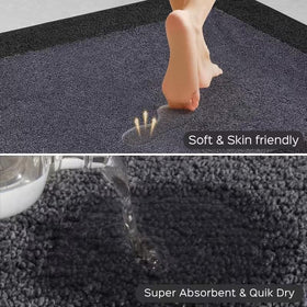 DOMUSTEX absorbent kitchen mat captures spills for clean, protected floors.