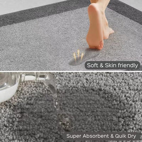 DOMUSTEX rug detail highlights absorbent microfibers for quick spill cleanup.