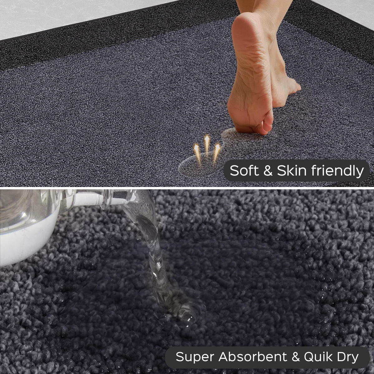 DOMUSTEX non-slip backing keeps feet secure on slick floors