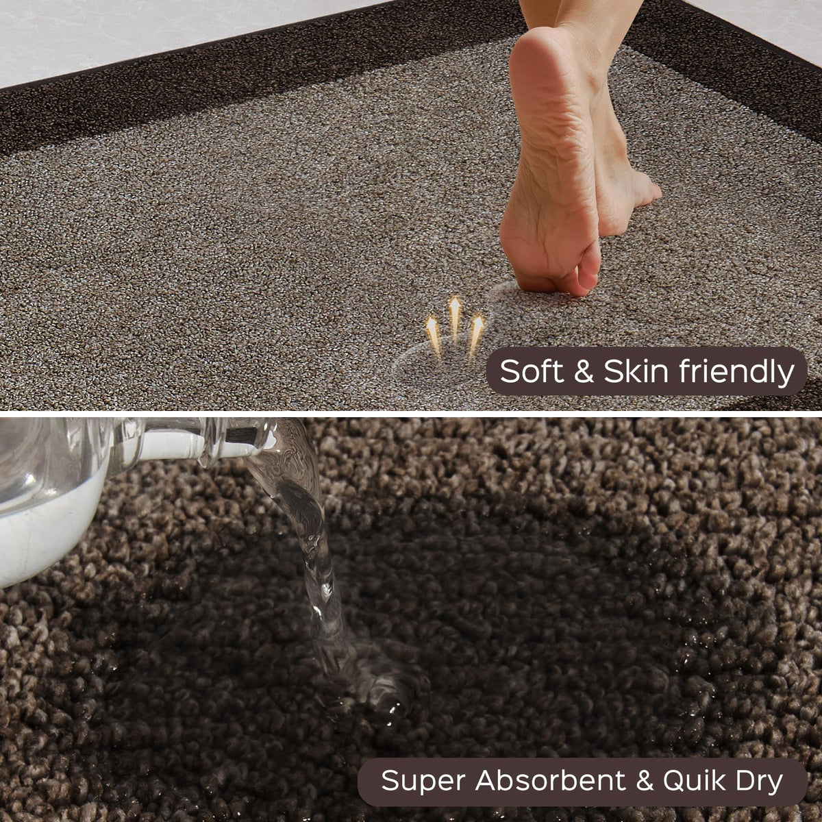 Domustex non-slip kitchen mats provide secure footing with waterproof backing.