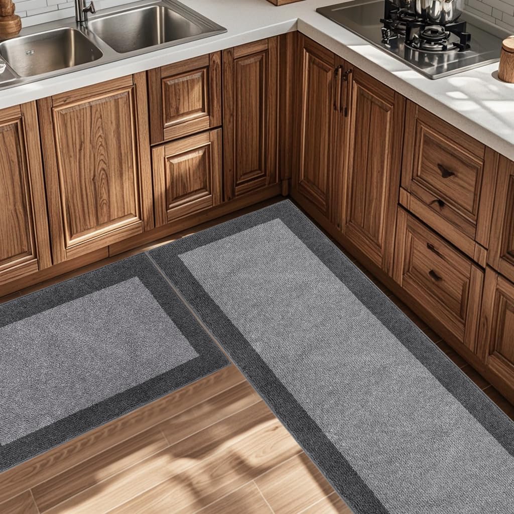 DOMUSTEX soft skin-friendly rug adds warmth to kitchen, hallway, or bathroom.
