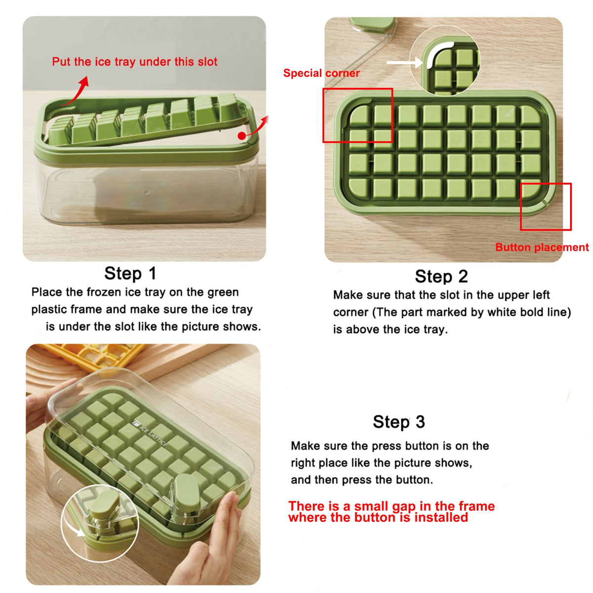 Doonly 64-piece green ice tray, space-saving and freezer-safe.