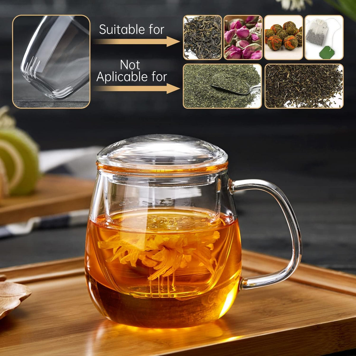 DOPUDO borosilicate teacup 520ml offers heat resistance and clarity