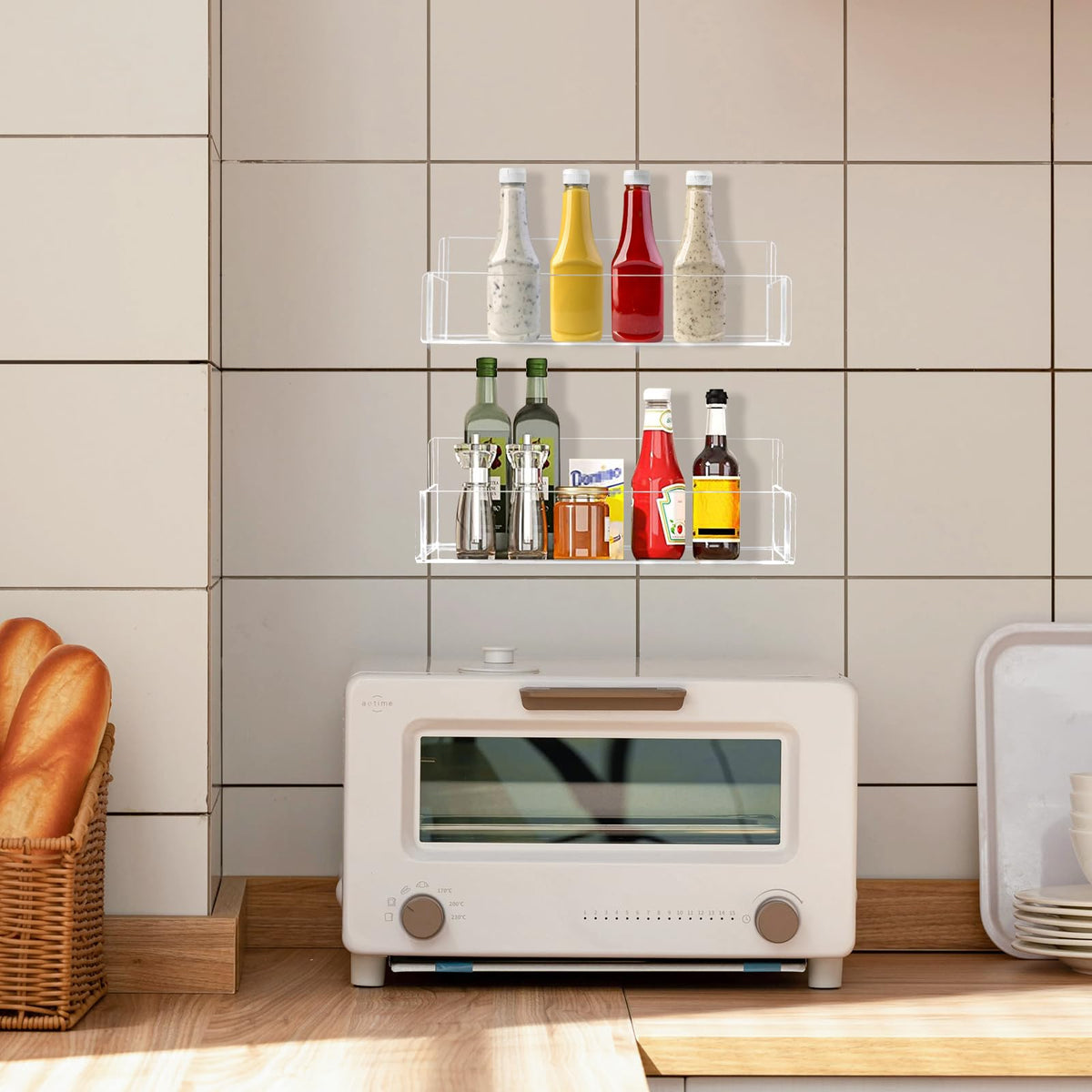 Douildhaiy spice rack screw install secures sturdy mounting on walls or doors.