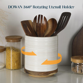 DOWAN extra-large utensil crock, 7.6 inches, keeps long utensils within easy reach.