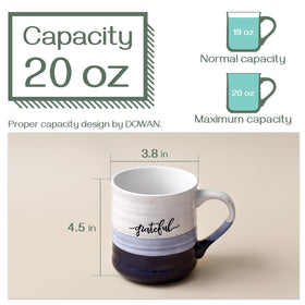Dowan mug featuring blue reactive glaze and minimalist design.