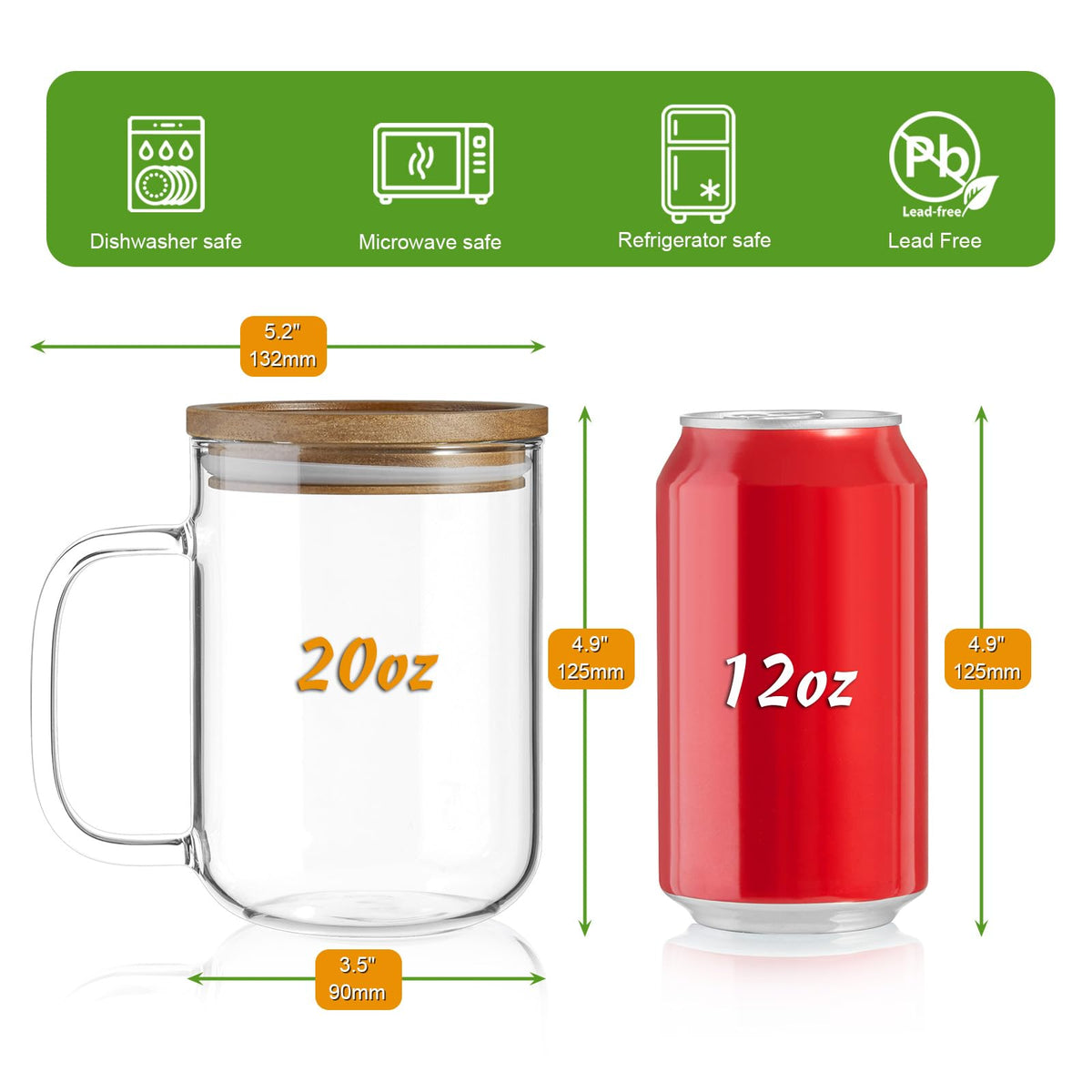 DRASTAR 20 oz mug with thick ergonomic handle.