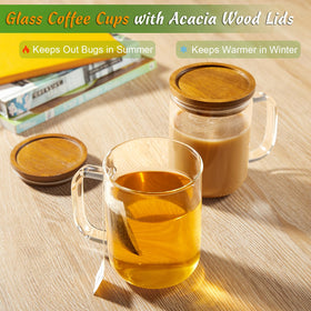 DRASTAR set of 2 glass mugs for coffee or tea.