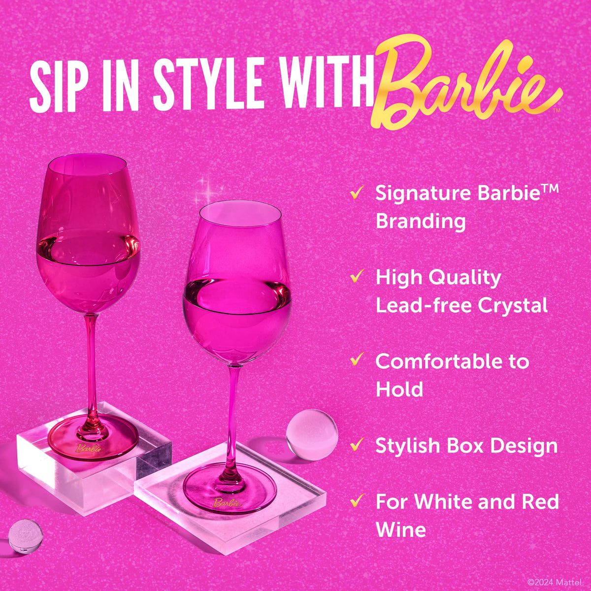 Dragon Glassware Barbie stemmed design elevates dinner party ambiance.