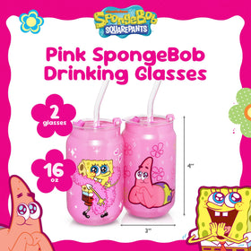 Dragon Glassware SpongeBob 16oz tumbler set with lids for cold beverages.